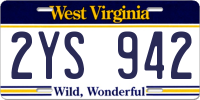 WV license plate 2YS942