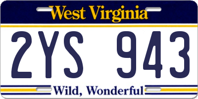 WV license plate 2YS943