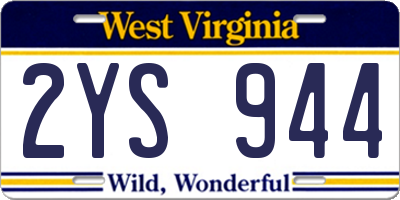 WV license plate 2YS944
