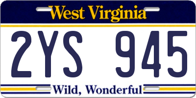 WV license plate 2YS945