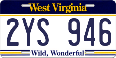WV license plate 2YS946