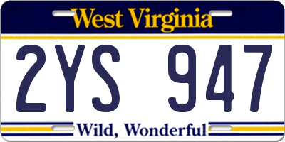WV license plate 2YS947