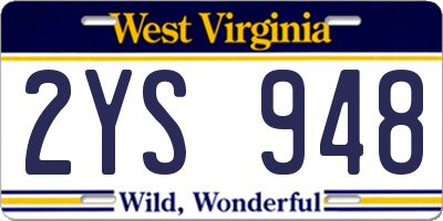 WV license plate 2YS948