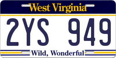 WV license plate 2YS949