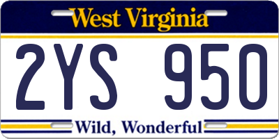 WV license plate 2YS950
