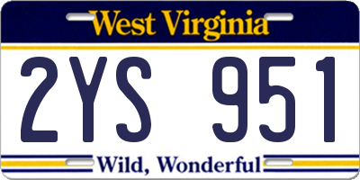 WV license plate 2YS951