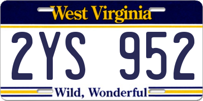 WV license plate 2YS952