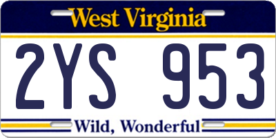 WV license plate 2YS953