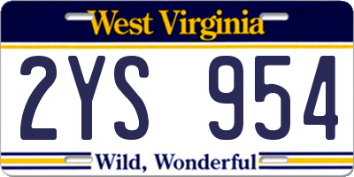 WV license plate 2YS954
