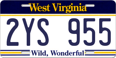 WV license plate 2YS955