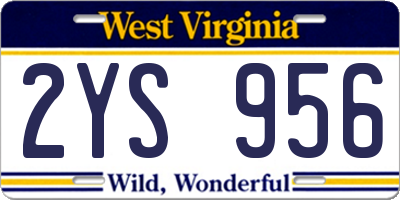 WV license plate 2YS956