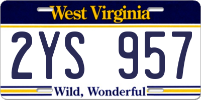 WV license plate 2YS957