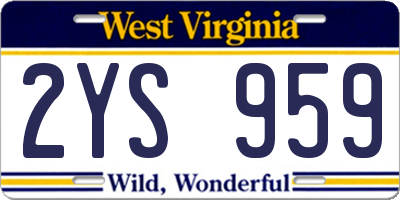 WV license plate 2YS959