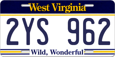 WV license plate 2YS962