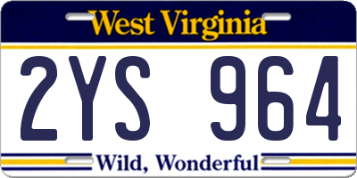 WV license plate 2YS964