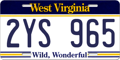 WV license plate 2YS965