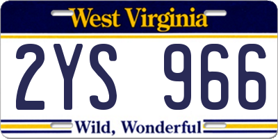 WV license plate 2YS966
