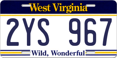 WV license plate 2YS967