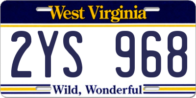 WV license plate 2YS968