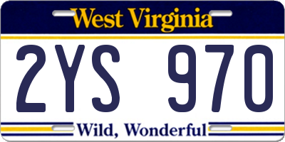 WV license plate 2YS970