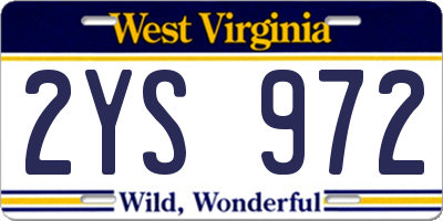 WV license plate 2YS972