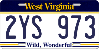 WV license plate 2YS973
