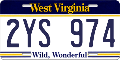 WV license plate 2YS974