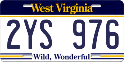WV license plate 2YS976