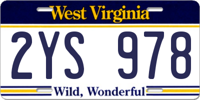 WV license plate 2YS978