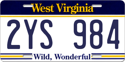 WV license plate 2YS984