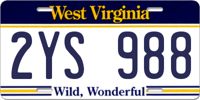 WV license plate 2YS988
