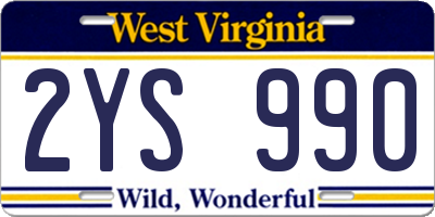 WV license plate 2YS990