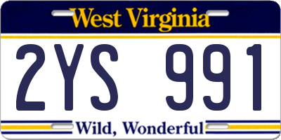 WV license plate 2YS991