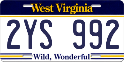 WV license plate 2YS992