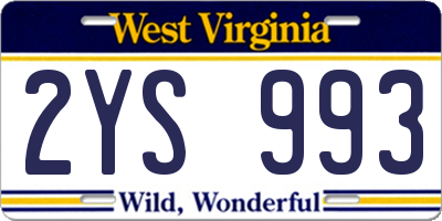 WV license plate 2YS993