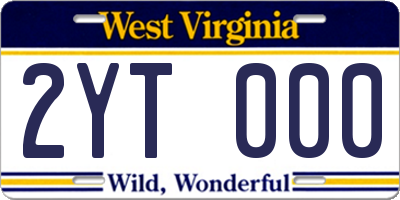 WV license plate 2YT000