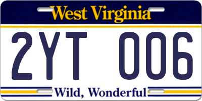 WV license plate 2YT006