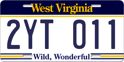 WV license plate 2YT011