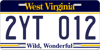 WV license plate 2YT012