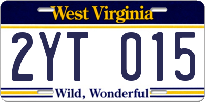 WV license plate 2YT015