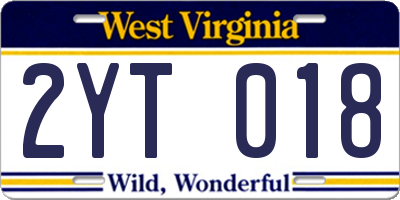 WV license plate 2YT018