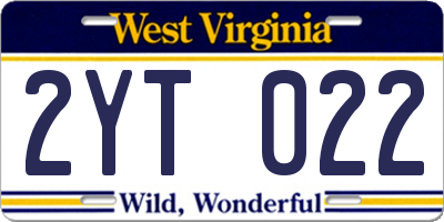 WV license plate 2YT022