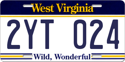 WV license plate 2YT024