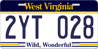 WV license plate 2YT028