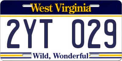 WV license plate 2YT029