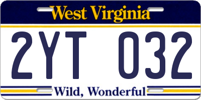 WV license plate 2YT032