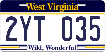 WV license plate 2YT035