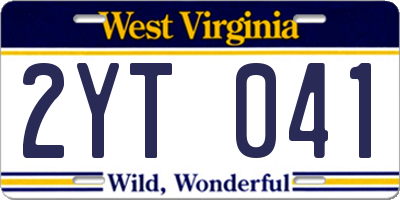 WV license plate 2YT041