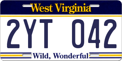 WV license plate 2YT042