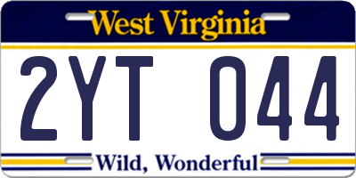 WV license plate 2YT044